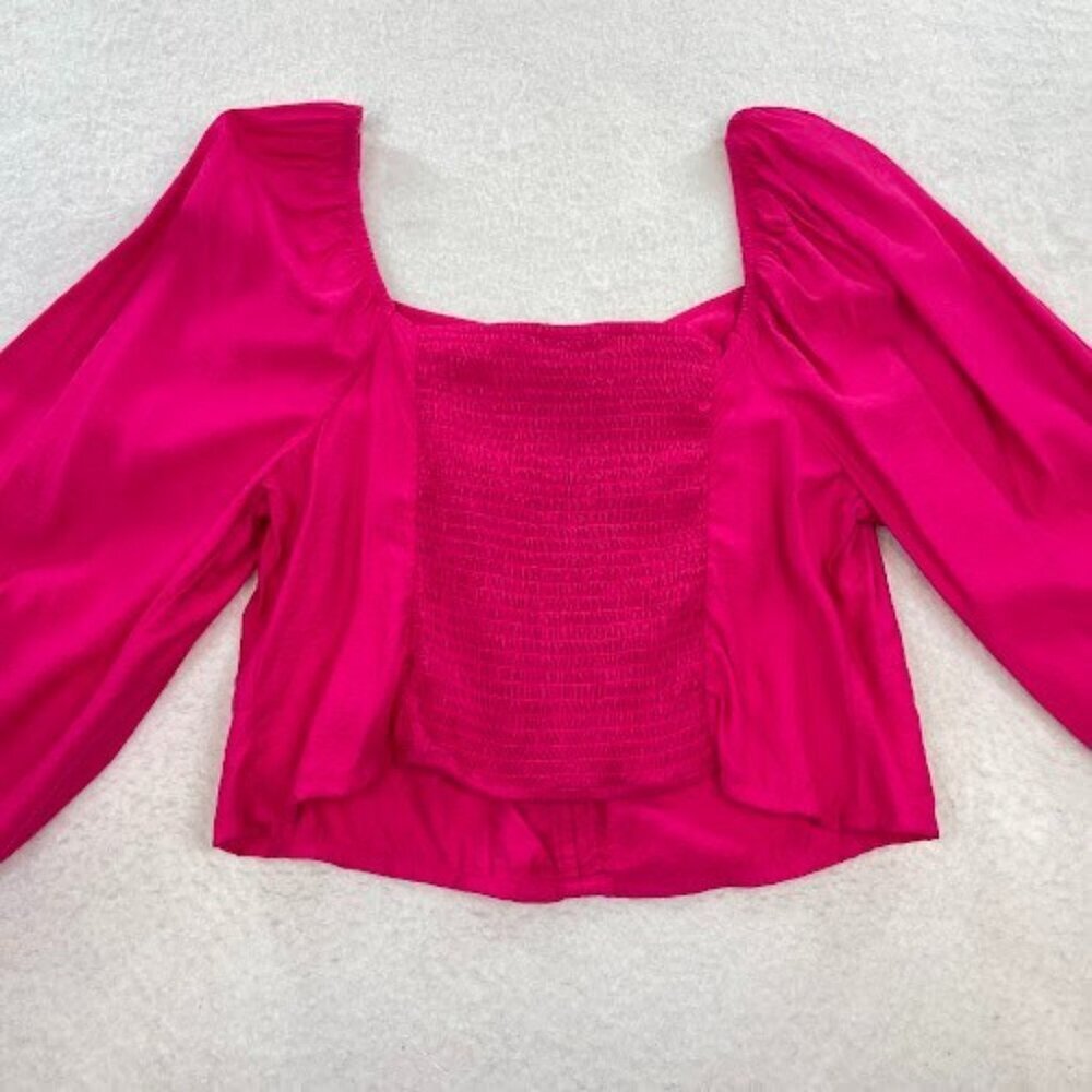 A New Day Women's Pink Balloon Long Sleeve Slim Fit Ruched Front Top Size XXL - Picture 3 of 7
